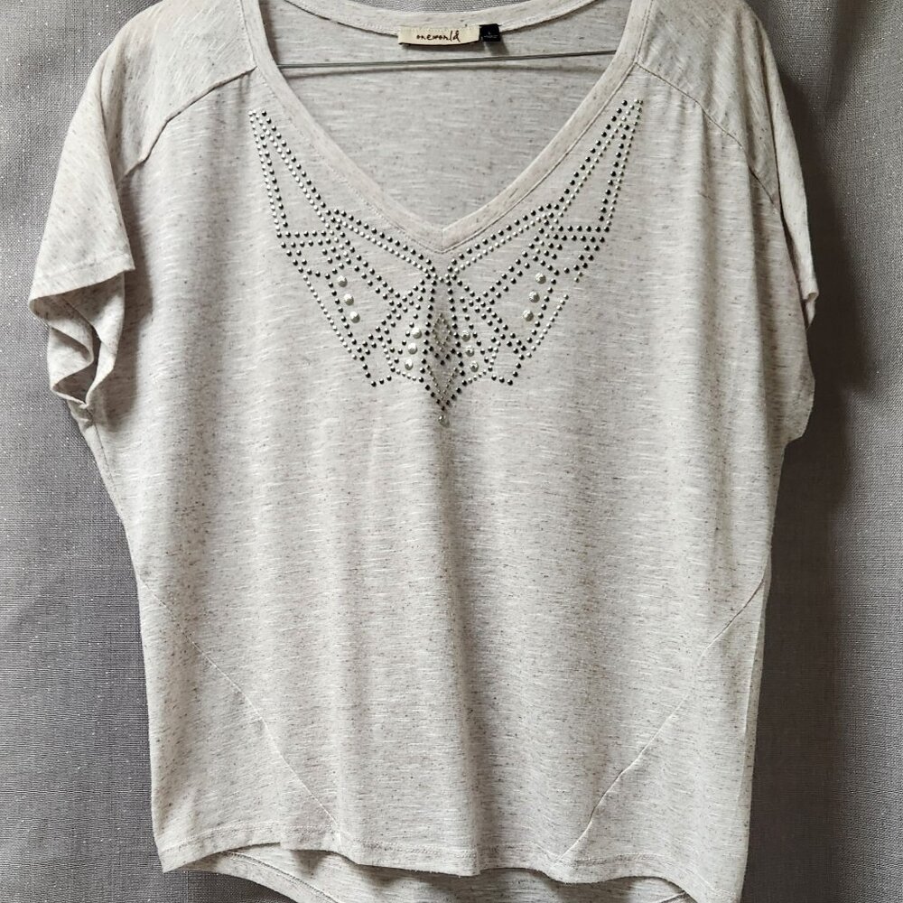 One World ladies blouse with metal accents